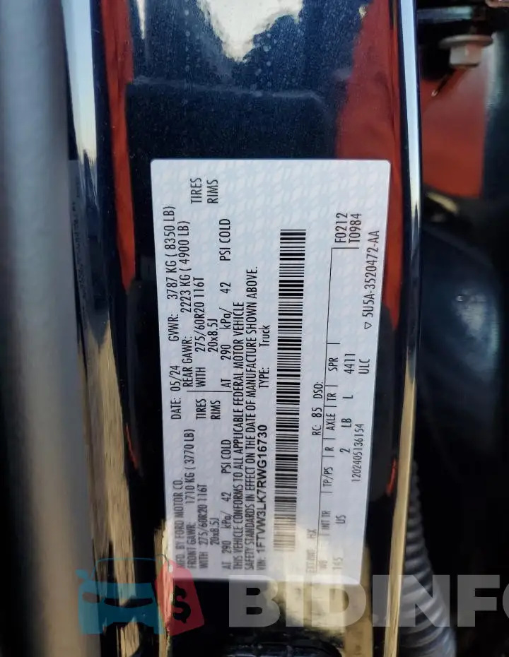 1FTVW3LK7RWG16730 Photo# 12