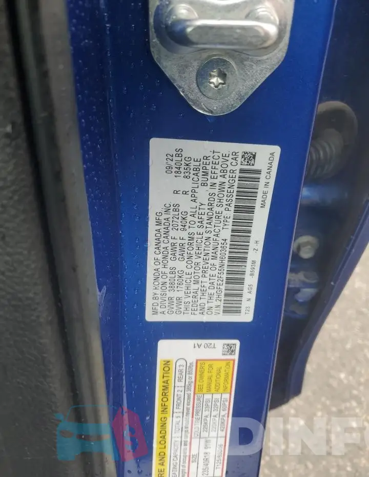 2HGFE2F55NH603654 Photo# 12
