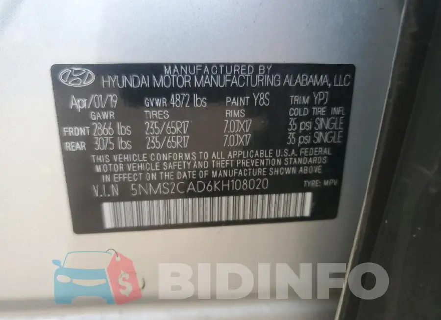 5NMS2CAD6KH108020 Photo# 13