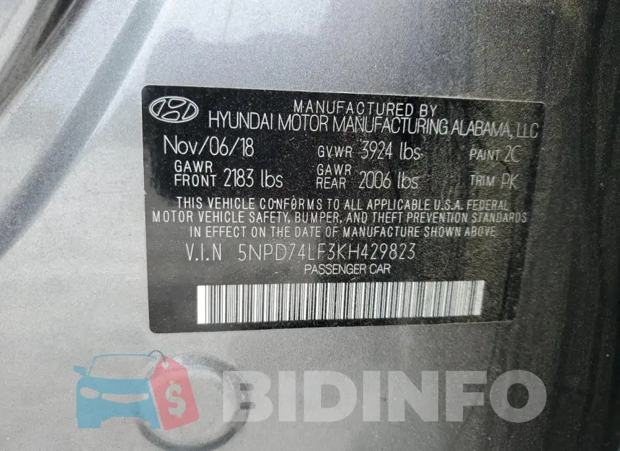 5NPD74LF3KH429823 Photo# 12