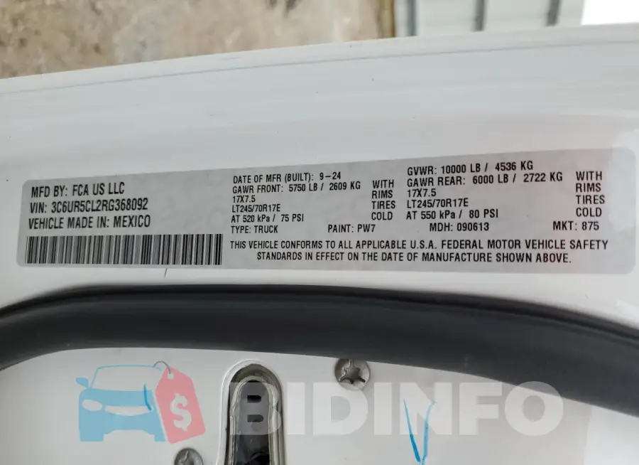 3C6UR5CL2RG368092 Photo# 12