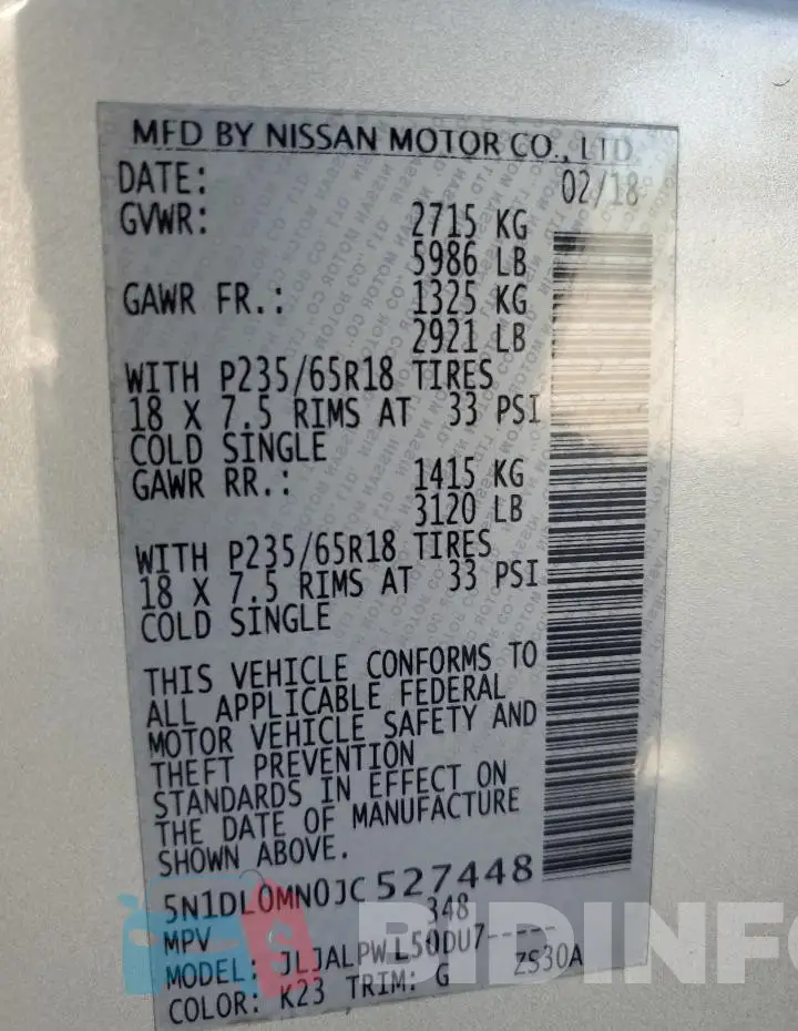 5N1DL0MN0JC527448 Photo# 13