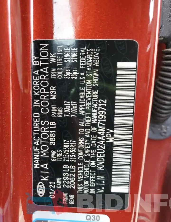 KNDEU2AA4M7199712 Photo# 13