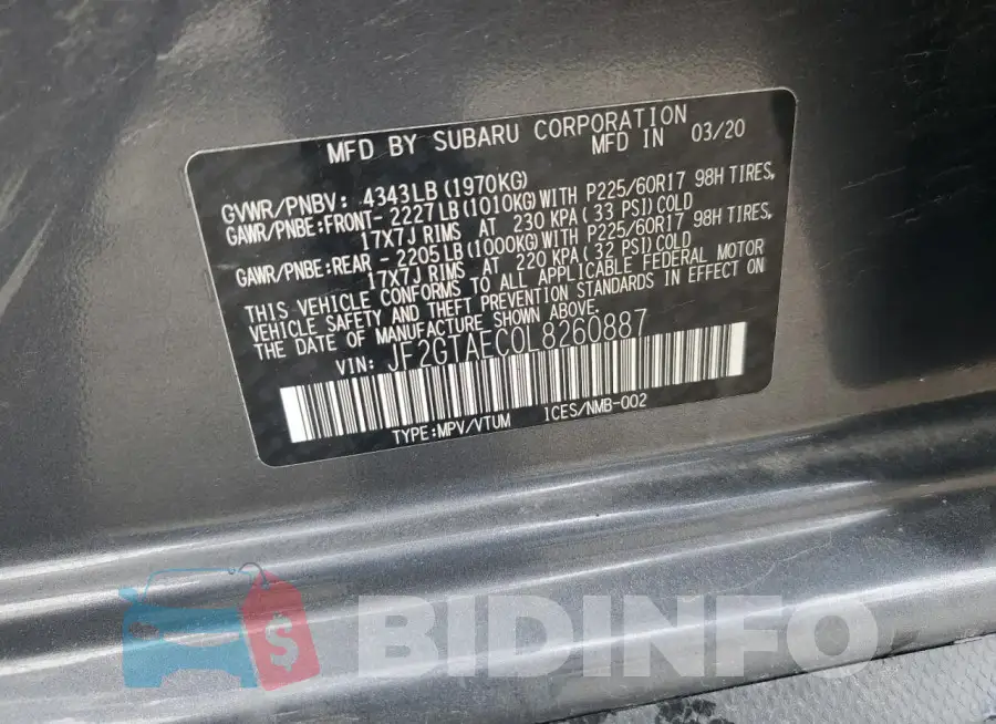 JF2GTAEC0L8260887 Photo# 13