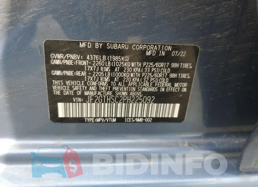 JF2GTHSC2PH225092 Photo# 13