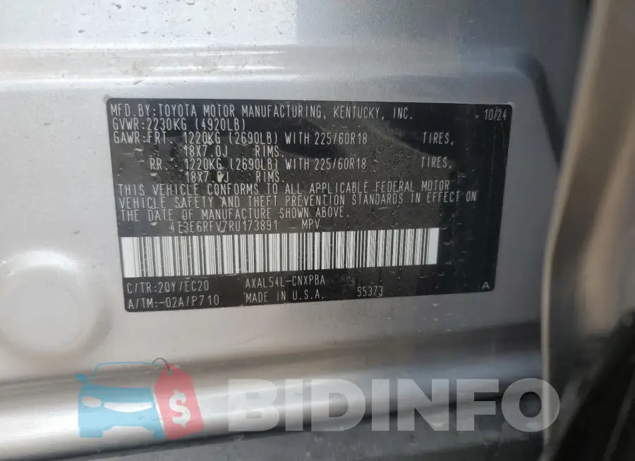 4T3E6RFV7RU173891 Photo# 14