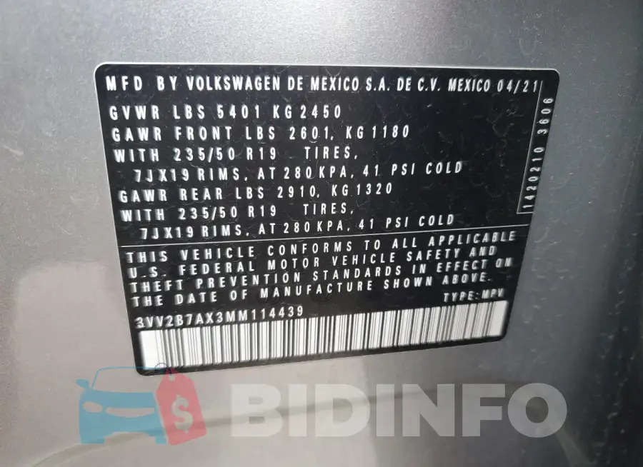 3VV2B7AX3MM114439 Photo# 12
