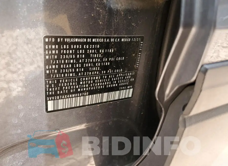 3VV2B7AX4NM056780 Photo# 13