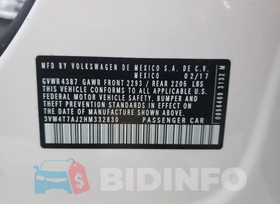 3VW4T7AJ2HM332830 Photo# 12