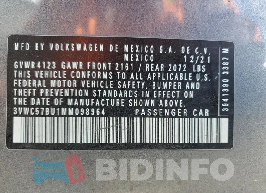 3VWC57BU1MM098964 Photo# 12