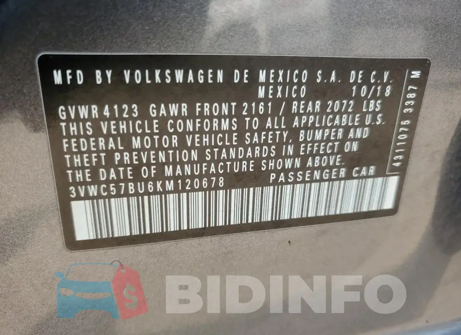 3VWC57BU6KM120678 Photo# 12