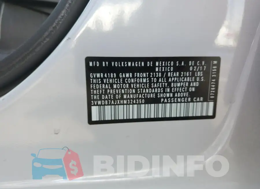 3VWDB7AJXHM324350 Photo# 12