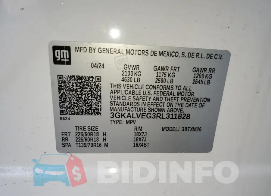 3GKALVEG3RL311828 Photo# 14