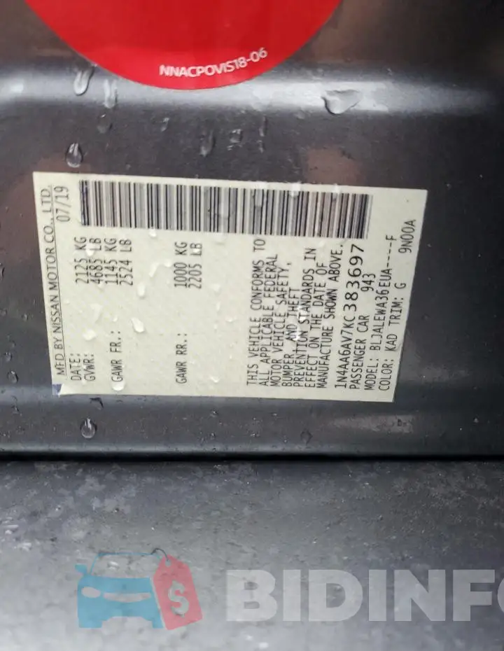 1N4AA6AV7KC383697 Photo# 13