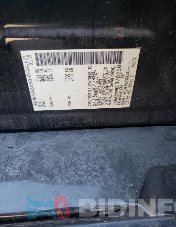 1N4AA6AV9KC370210 Photo# 13