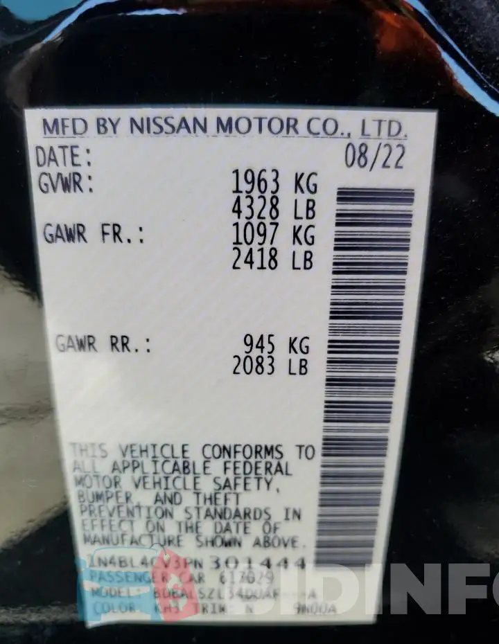 1N4BL4CV3PN301444 Photo# 12