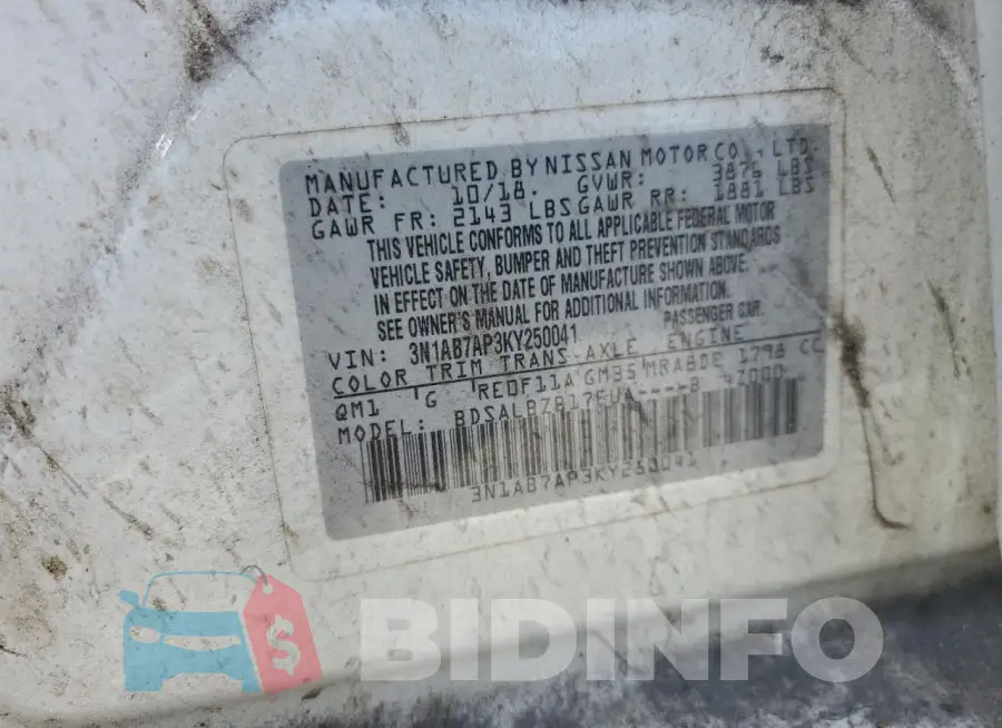 3N1AB7AP3KY250041 Photo# 13