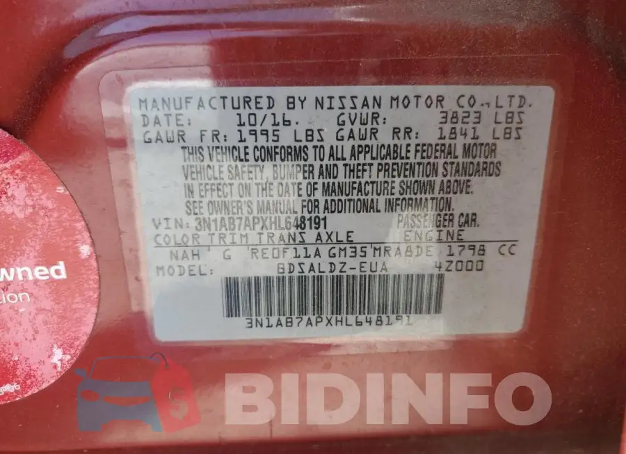3N1AB7APXHL648191 Photo# 12