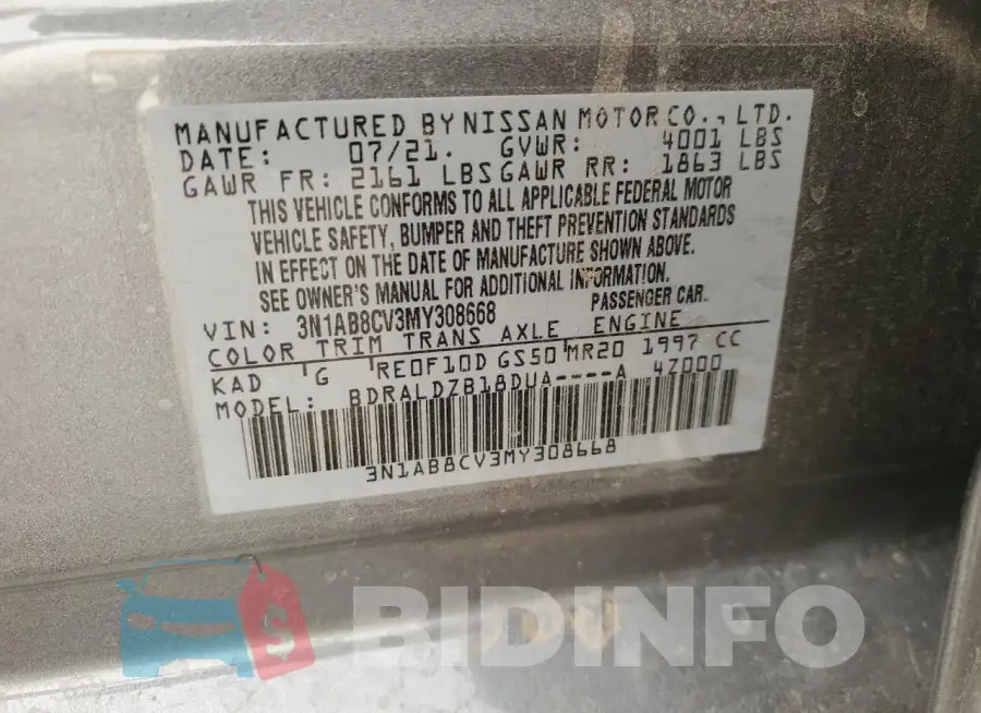 3N1AB8CV3MY308668 Photo# 12