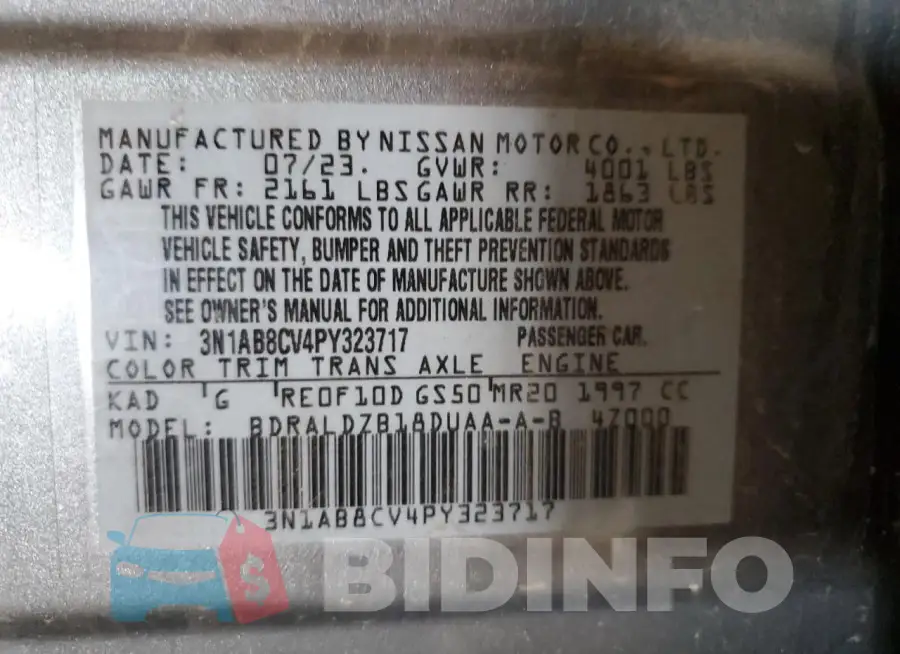 3N1AB8CV4PY323717 Photo# 12