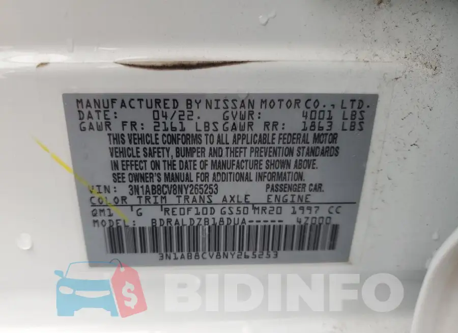 3N1AB8CV8NY265253 Photo# 12