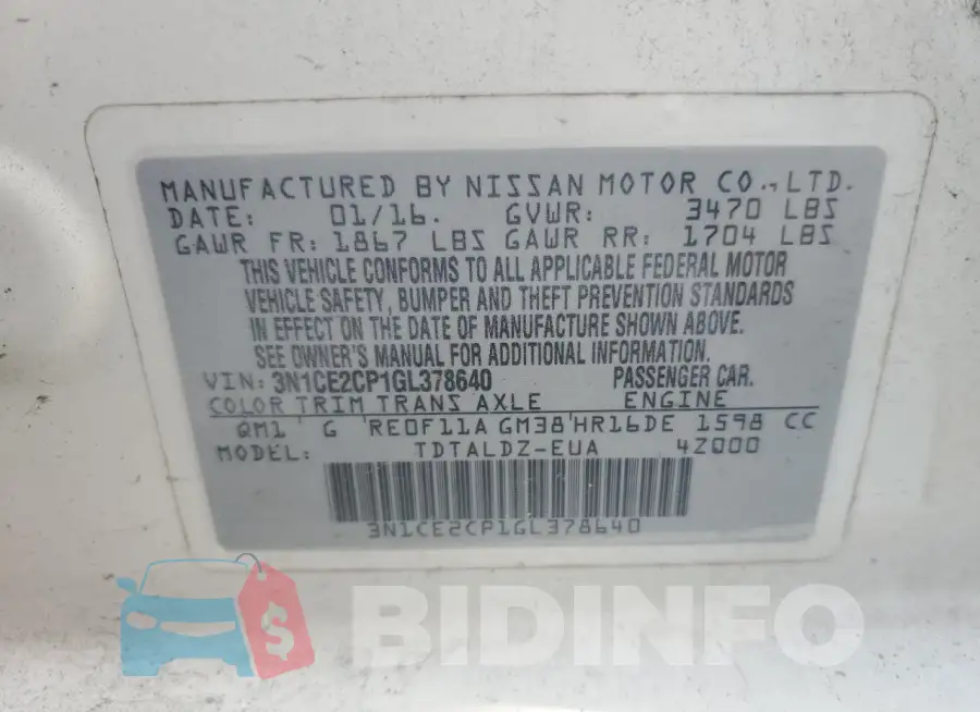 3N1CE2CP1GL378640 Photo# 12