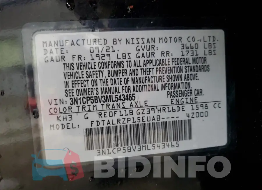 3N1CP5BV3ML543465 Photo# 12