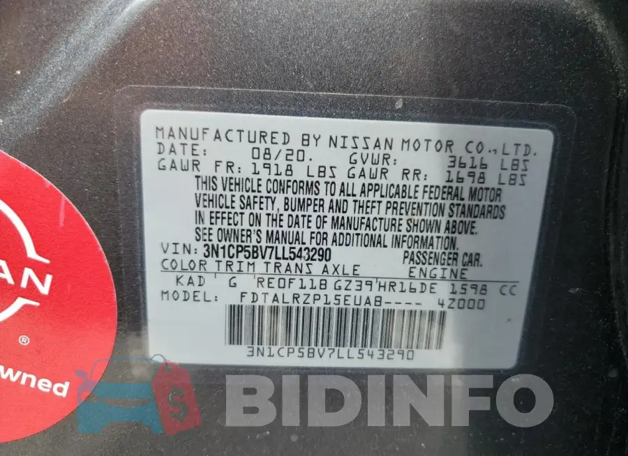 3N1CP5BV7LL543290 Photo# 13