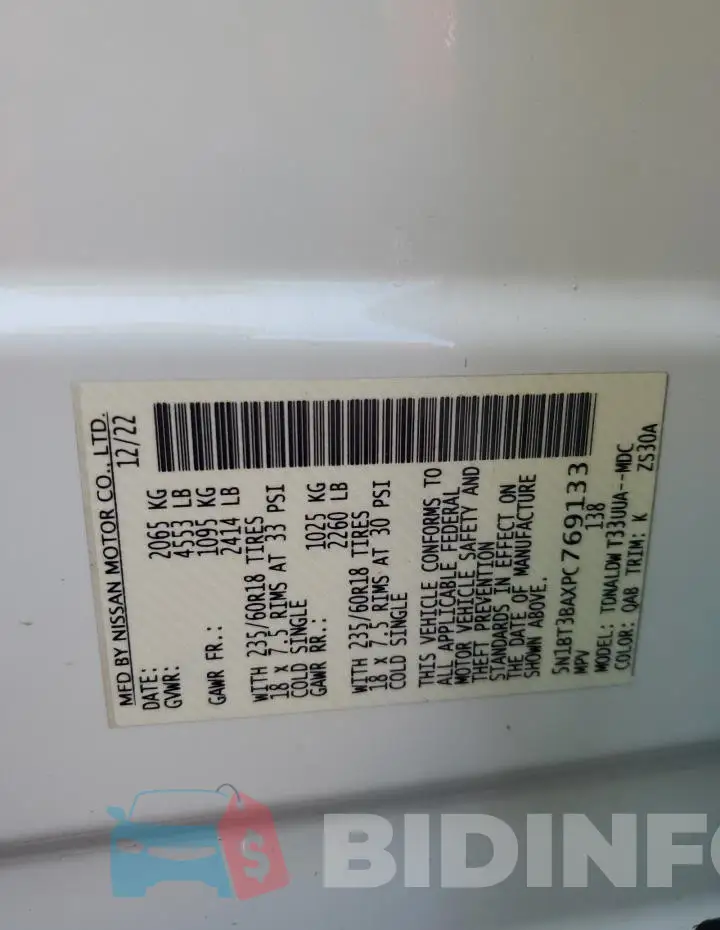 5N1BT3BAXPC769133 Photo# 14