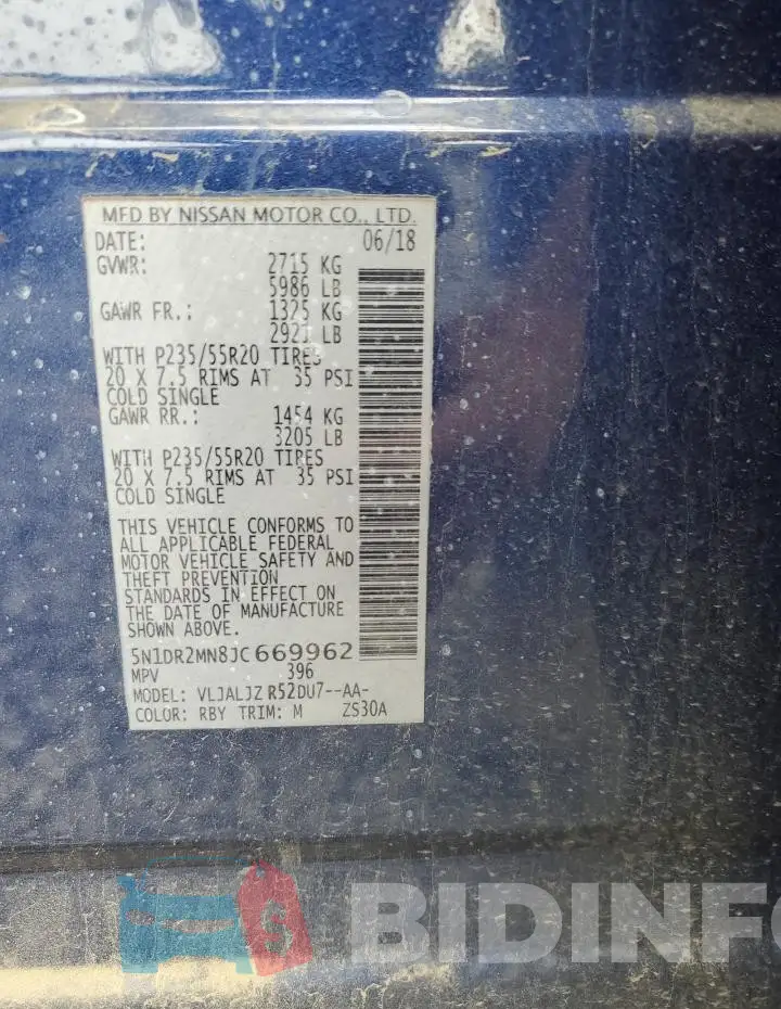 5N1DR2MN8JC669962 Photo# 13