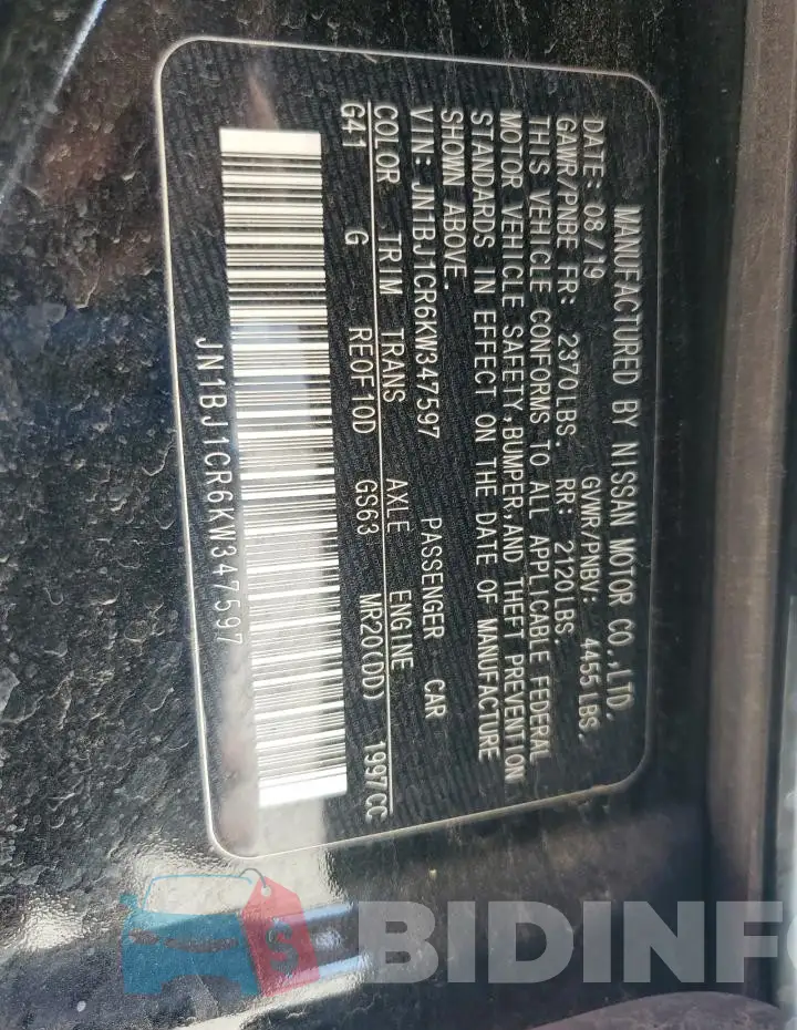 JN1BJ1CR6KW347597 Photo# 13