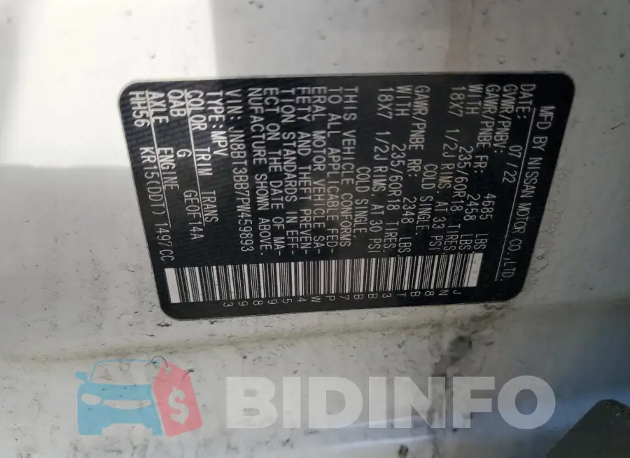 JN8BT3BB7PW459893 Photo# 13