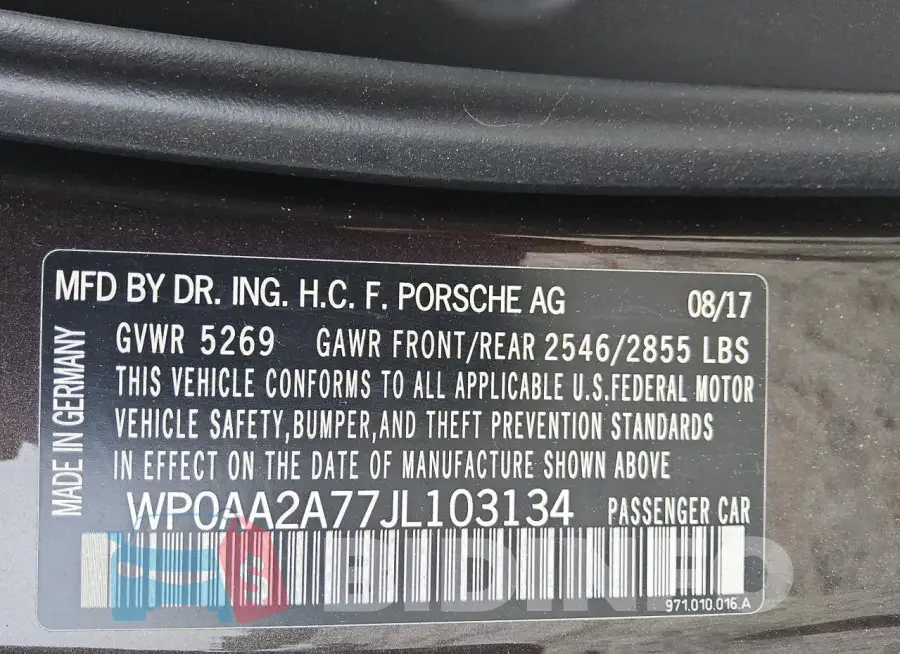 WP0AA2A77JL103134 Photo# 13