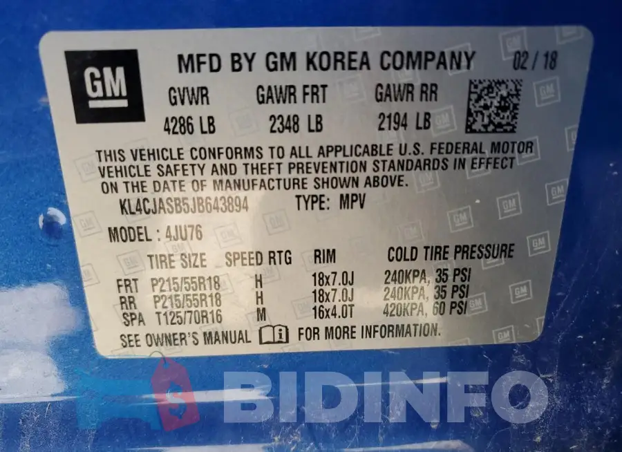 KL4CJASB5JB643894 Photo# 13