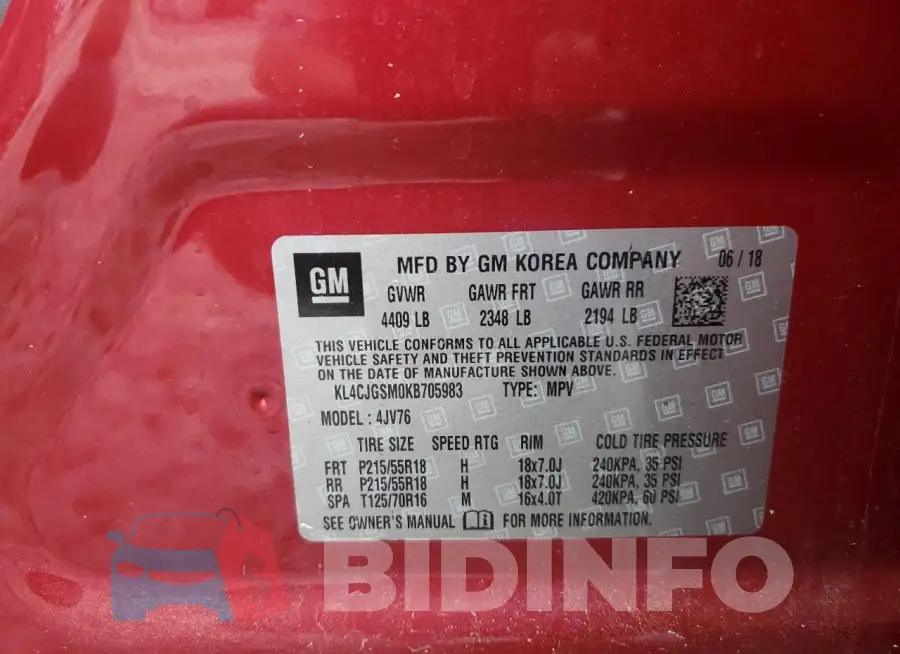 KL4CJGSM0KB705983 Photo# 13