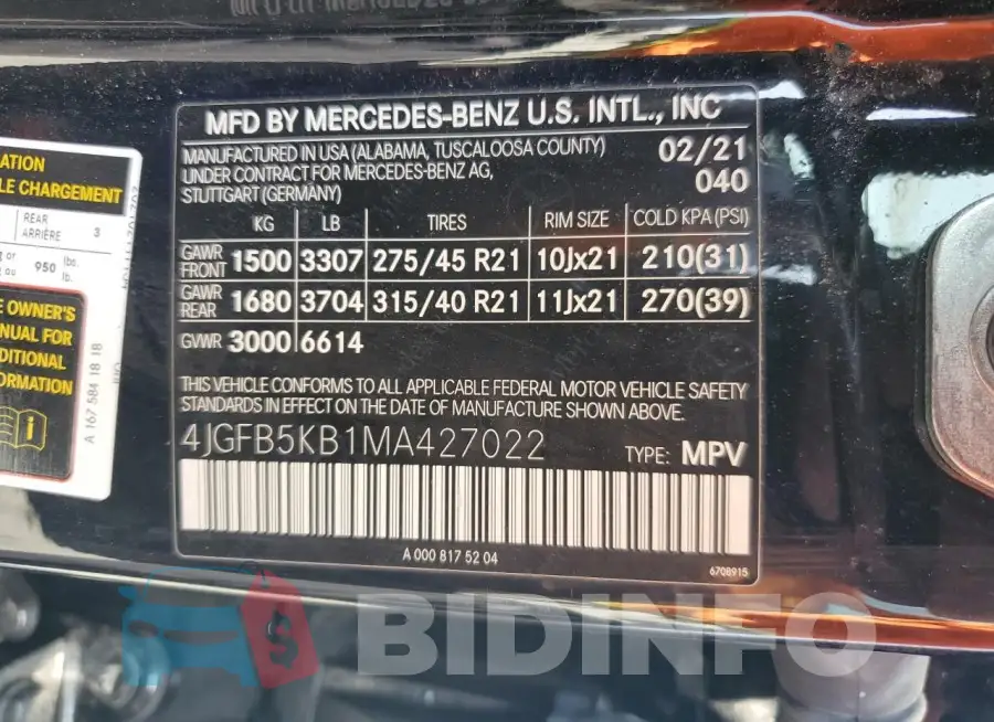 4JGFB5KB1MA427022 Photo# 13