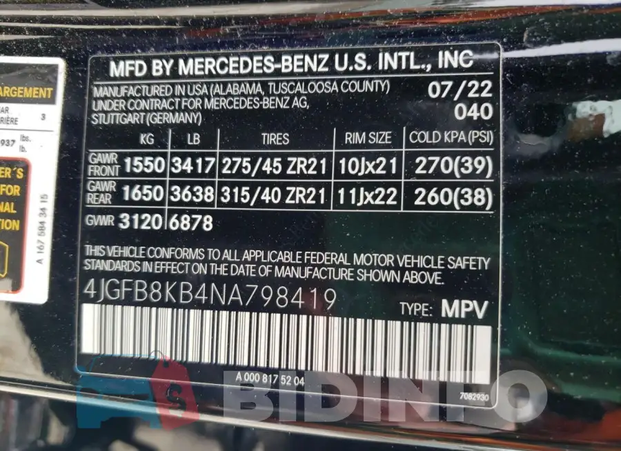 4JGFB8KB4NA798419 Photo# 13