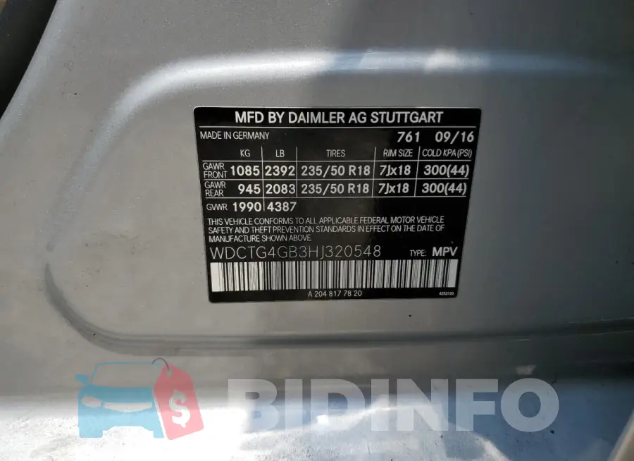 WDCTG4GB3HJ320548 Photo# 13