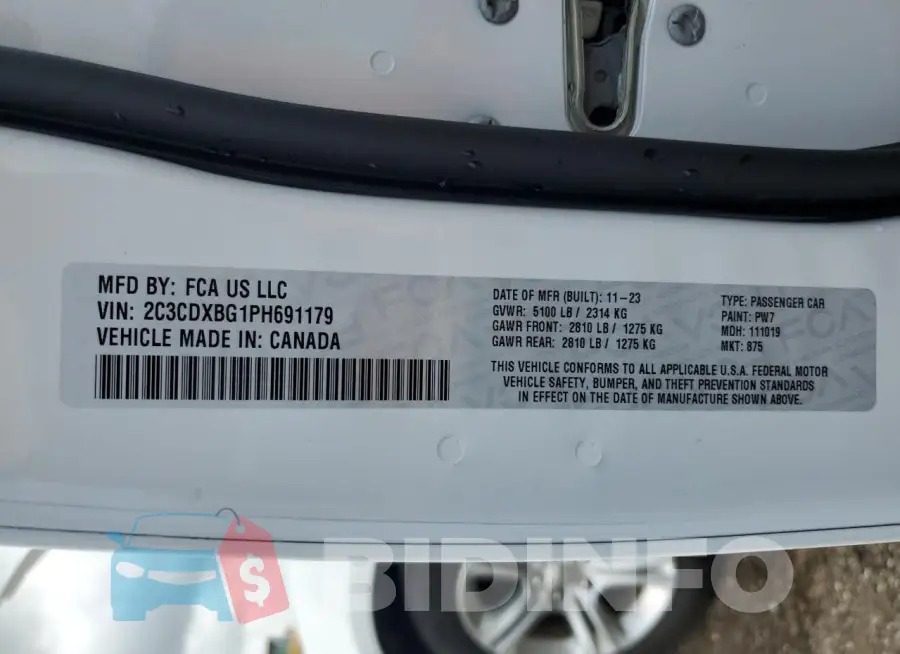 2C3CDXBG1PH691179 Photo# 12