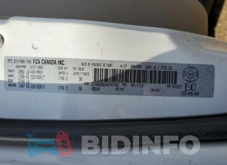 2C4RDGBGXHR707462 Photo# 13