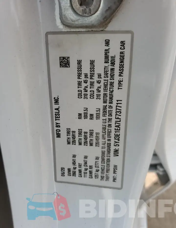 5YJ3E1EA7LF737711 Photo# 12