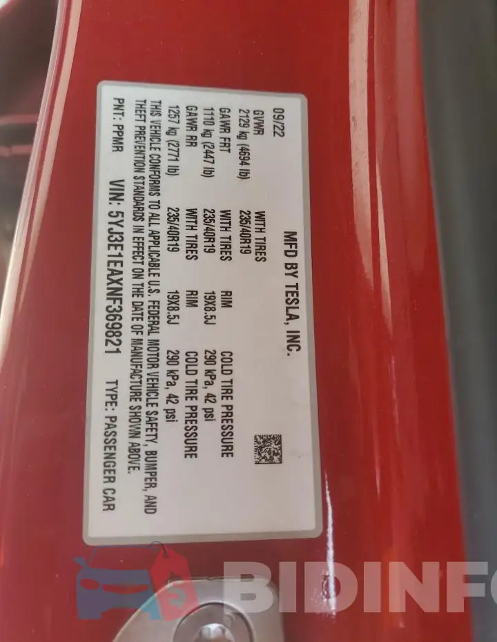 5YJ3E1EAXNF369821 Photo# 12