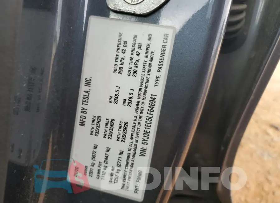 5YJ3E1EC5LF646941 Photo# 12