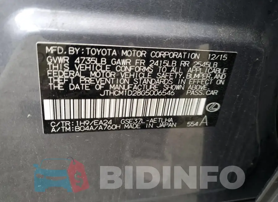 JTHCM1D28G5006546 Photo# 12