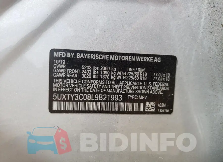 5UXTY3C08L9B21993 Photo# 13
