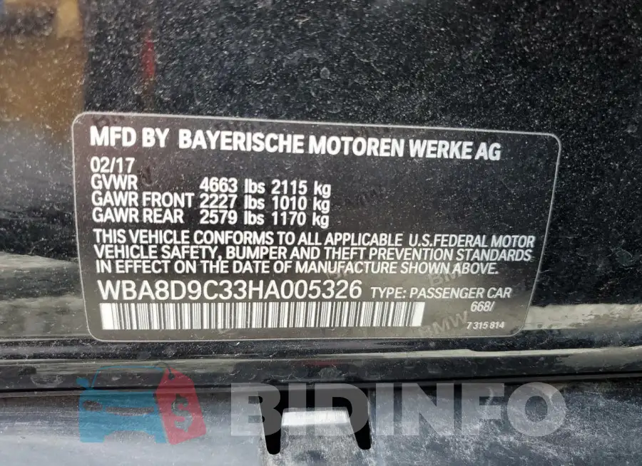 WBA8D9C33HA005326 Photo# 12