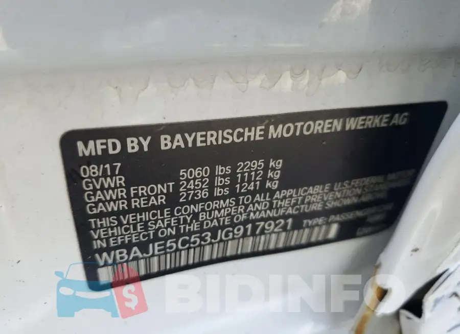 WBAJE5C53JG917921 Photo# 12