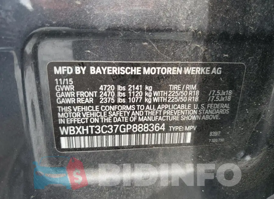 WBXHT3C37GP888364 Photo# 13