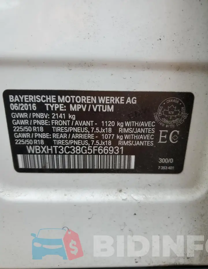 WBXHT3C38G5F66931 Photo# 13