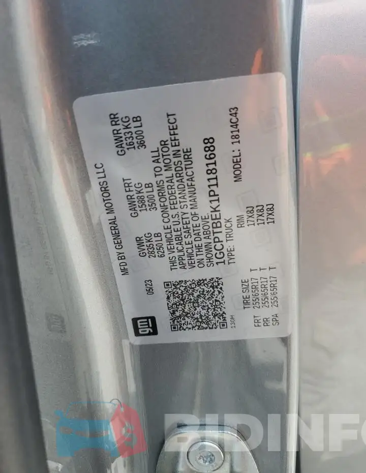 1GCPTBEK1P1181688 Photo# 12